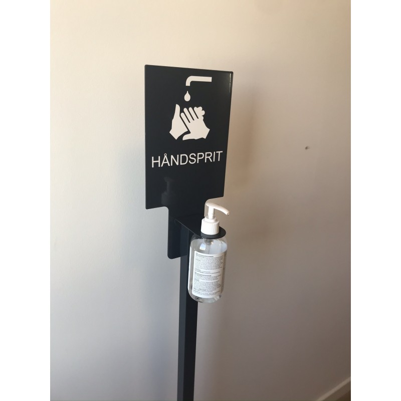 Floor stand for hand sanitazer incl. sign - grey