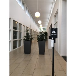 Floor stand for hand sanitazer incl. sign - grey